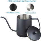 Easyworkz Gage Gooseneck Pour Over Coffee Kettle 20 oz with Thermometer Stainless Steel Hand Drip Coffee Pot, Bundled with Espresso Cup 2pcs Set Double Wall Insulated Metal Demitasse Cups 2.5 oz - Image 3