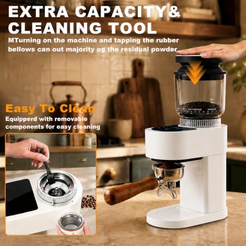 Electric Conical Burr Coffee Bean Grinder,with adjustable 52 settings,White - Image 6