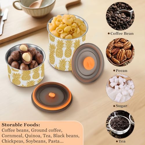 Stainless Steel Coffee Storage Containers with Airtight Lid, Golden Glitter Pineapple 30oz Food Storage Container Kitchen Canister for Tea, Coffee Beans, Ground, Sugar Storage - Image 5