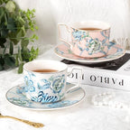 KAMMAK Tea Cups and Saucers Set of 2, Porcelain Coffee Cups, NX043 - Image 3