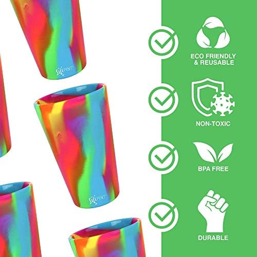 Silipint 16oz Silicone Pint Glass - Unbreakable BPA-Free Reusable Silicone Drinking Cup - Flexible Dishwasher and Microwave Safe - Stemless Glass for Coffee Smoothies (Canyon Blues) - Image 4