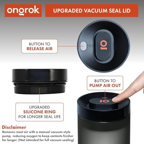 ONGROK Glass Storage Jar with Vacuum Pump Technology, Air Proof Containers to Preserve Smell and Aroma (800ml (2oz)) - Image 4