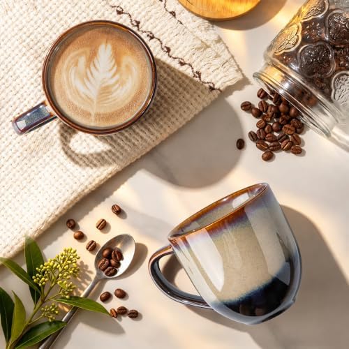theterra Ceramic Coffee Mugs Set of 6, 12 oz Coffee Cups with Handle - Image 3