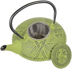 Creative Home Kyusu 38 Oz. Cast Iron Tea Pot with Removable Stainless Steel Infuser Basket Strainer, Green - Image 4