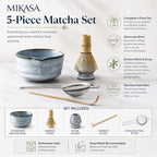 Mikasa 5 piece Matcha Set with Blue Stoneware Bowl and Bamboo Whisk - Image 3