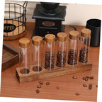 Coffee Bean Storage Vials with Lids, Wood Glass Display Rack - Image 7