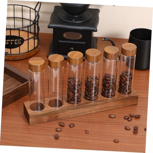 Coffee Bean Storage Vials with Lids, Wood Glass Display Rack - Image 7