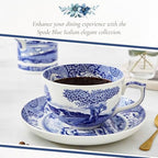 Spode Blue Italian Teacup and Saucer | Set of 4 Jumbo Mugs | Coffee Mug | 20 Ounce Cup for Tea, Lattes, Espressos, and Hot Beverages | Blue and White | Dishwasher Safe - Image 5