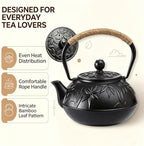 Japanese Style Tea Pot Kettle Tetsubin Gift Cast Iron Teapot with Stainless Steel Infuser for Stovetop Safe Coated with Enameled Interior (Maple Leaf, 30oz/900ml) - Image 4