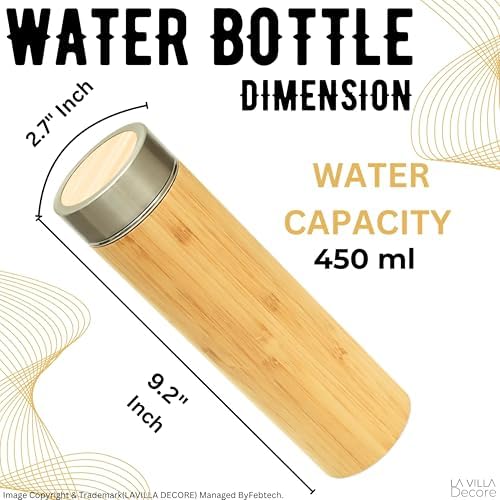 Natrual Bamboo, BPA-Free, Vacuum-Sealed Insulated, Hot-Cold Water Bottle Bamboo and Stainless Steel Water Bottle with Tea Infuser - Image 3