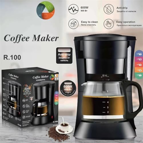 AronClix Drip Coffee Maker 600W Stainless Steel Compact with Reusable Filter Hot Plate (Black) - Image 4