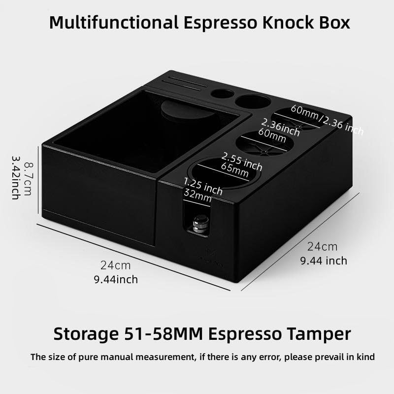 Espresso Knock Box,Plastic Black Coffee knock box,Espresso Tamping Mat,Espresso Accessories Tool for Baristas，Storage 51-58MM Espresso Tamper (Black) - Image 2