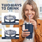 20 oz Tumbler with Handle Stainless Steel Insulated Coffee Mug Tumbler with Lid and Straw Double Wall Vacuum Insulated Coffee Mug Leak Proof Travel Mug Tumbler for Hot and Cold Drink (Navy Blue,4pack) - Image 4