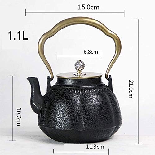 1.1L Teapot Tea Kettle Tea Pot Cast Iron Teapot, Japanese Style Tetsubin Tea Kettle | Cast Iron Tea Kettle To Keep Tea Warm | Retro Pumpkin Shape High End Cast Iron Kettle - Image 2
