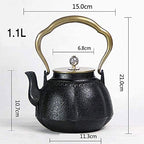 1.1L Teapot Tea Kettle Tea Pot Cast Iron Teapot, Japanese Style Tetsubin Tea Kettle | Cast Iron Tea Kettle To Keep Tea Warm | Retro Pumpkin Shape High End Cast Iron Kettle - Image 2
