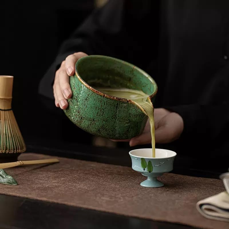 Traditional Japanese Matcha Tea Set, Handcrafted Ceramic Bowl with Bamboo Whisk, Scoop and Stand, Complete 4-Piece Ceremonial Kit for Tea Preparation - Image 3