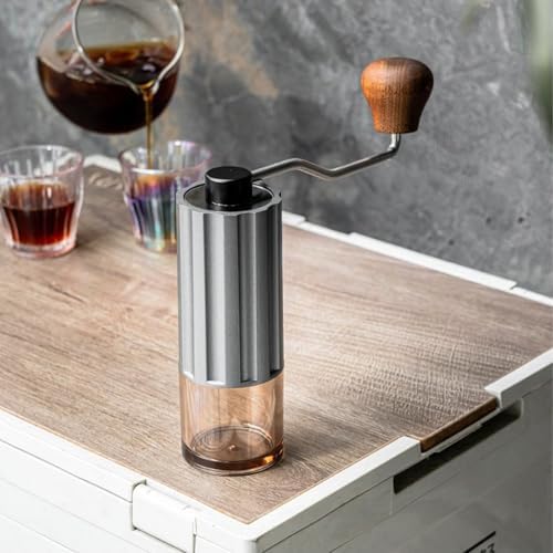 Manual Coffee Grinder, Stainless Steel Conical Burr, High Precision Adjustable Coffee Bean Grinder with Hand, Handheld Portable Grinder for Espresso, Camping, Travel and Home, Black (Grey) - Image 7