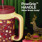 POWCAN 40 oz Christmas Tumbler with Handle, 2-in-1 Straw Lid, Leakproof, Dishwasher Safe, Insulated Stainless Steel Coffee Mug, Keeps Cold for 34 Hours, Fits in Car Cupholder (Holiday Cheers) - Image 3