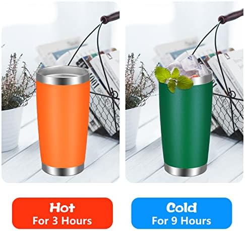 VEGOND 20oz Tumbler with Lid and Straw Stainless Steel Tumbler Cup Bulk Vacuum Insulated Double Wall Travel Coffee Mug Powder Coated Coffee Cup, Orange, 12 Pack - Image 4