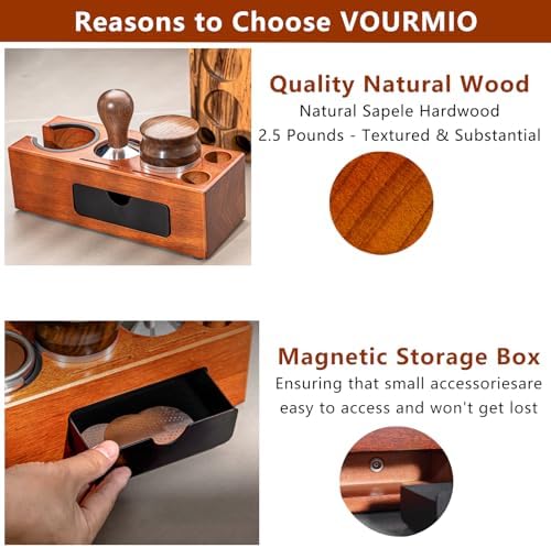 Wooden Espresso Tamping Station for 51-54mm & 58mm Portafilters - Image 3