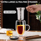 Baalaka Tea Infuser Mug, 16 fl oz Double-Wall Glass for Loose Leaf Tea (Pack of 4) - Image 3