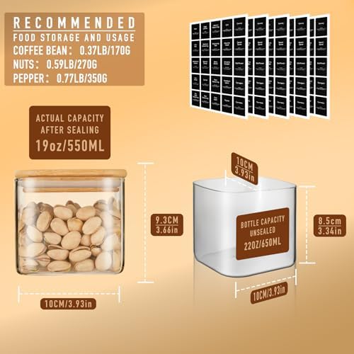 D2scrma 22oz/0.7Qt/650ml Square Glass Storage Containers with Lids 6-Pack - Image 2