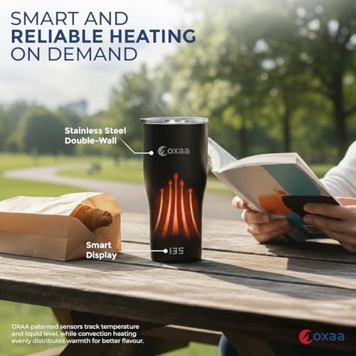 19 oz Smart Heated Coffee Mug, Temperature-Controlled Power Adopter for Coffee & Tea, App-Enabled Self-Heating Travel Mug, Long-Lasting Battery, Leak-Proof Lid, Sleek Matte -Black - Image 2