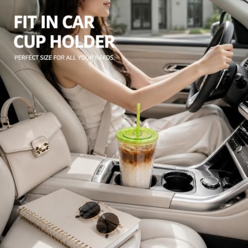 Sursip 32oz Clear Tumblers with Lids and Straws, Reusable Iced Coffee Cups - Image 5