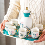 KAMMAK Tea Set for Adults, Bone China, Teapot and Cups Set of 6 - Image 5
