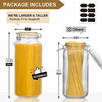 VITEVER [ Taller ] 92oz Glass Jars with Airtight Lid, Large Glass Food Storage Jars, 3 Pack Wide Mouth Airtight Glass Jars for Kitchen Pantry Spaghetti, Square Mason Jars with Labels - Image 3