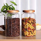 Large Glass Jar with Airtight Lid Set of 2 93 FL OZ(2750ml) glass canister set, Glass Food Containers Wooden Lid Suit for Kitchen Pantry for Flour, Tea, Coffee Beans, Sugar, Cookies(8.8 inch high) - Image 4