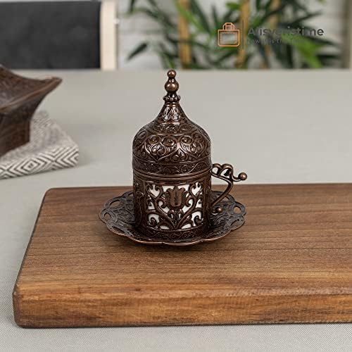 Alisveristime Lale Turkish Coffee Set with 6 Cups and Tray (Copper) - Image 4