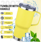 20oz Insulated Tumbler with Handle Stainless Steel Travel Coffee Mug with Lid and Straw Double Wall Vacuum Leak-proof Reusable Thermal Water Cup for Hot and Cold Drinks (Multicolor-6,4 Pack) - Image 3