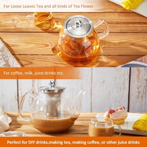 42oz/1250ml Glass Tea Kettle，Glass Teapot with Removable Stainless Steel Infuser, for Blooming and Loose Leaf Tea, Stovetop & Microwave Safe Tea Pot, Tea Maker's Choice - Image 6