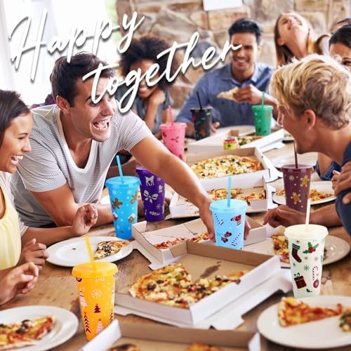 Honeydak 50 Pcs 24oz Christmas Holiday Cup Bulk, Tumbler with Straw and Lid - Image 6