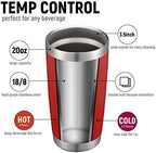 COMOOO 20oz Double Wall Vacuum Insulated Travel Mug, Stainless Steel Tumbler with Lid and Straw Durable Powder Coated Insulated Coffee Cup for Cold & Hot Drinks (Red, 4 PACK) - Image 2