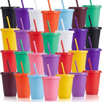 Sieral 30 Pack Reusable Plastic Cups with Lids Straws,Classic Color by Sieral