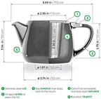 Tealyra - Pluto Porcelain Small Teapot Grey - 18.2-ounce (1-2 cups) - Unique Finish - Stainless Steel Lid and Extra-Fine Infuser To Brew Loose Leaf Tea - 540ml - Image 6