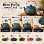 WD Lifestyle Cast Iron Teapot, 20 OZ (600 ml), Azure Blue Japanese Tea Kettle with Stainless Steel Infuser, Enameled Interior, Heavy Duty Cast Iron, Heat Retaining Loose Leaf Tea Pot - Image 5