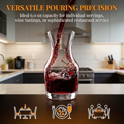 Set of 12 Wine Carafe Glass, 6 Oz Single Serving Mini Decanters for Individual Pours, Small Individual Carafes for Wine, Tasting, Champagne, Juice, Bars, Restaurants (Pack of 2) - Image 5