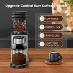 Home Coffee Grinder, Conical Burr Grinder, Stainless Steel - Image 6