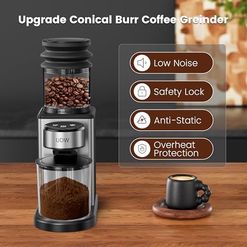 Home Coffee Grinder, Conical Burr Grinder, Stainless Steel - Image 6