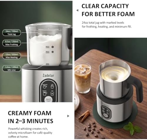 Milk Frother and Steamer, 4-in-1 Electric Milk Frother for Hot & Cold Foam - Image 4