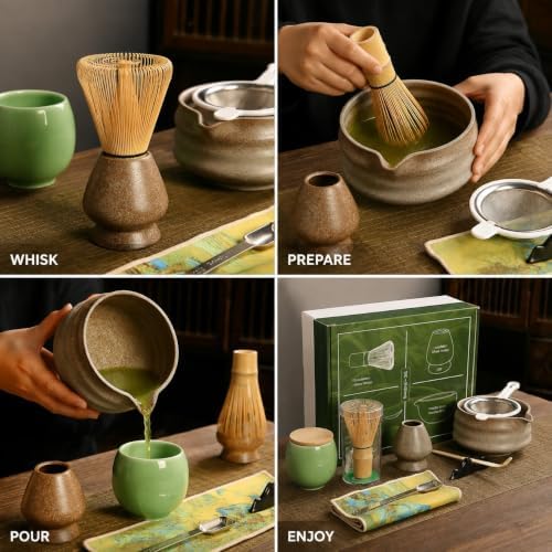 Ceramic Matcha Bowl Set with Bamboo Whisk, Japanese Tea Ceremony Gift - Image 7