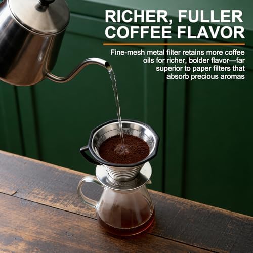 Kalita Wave 185 & Oxo 8 Cup Coffee Filter, Reusable Stainless Steel - Image 7