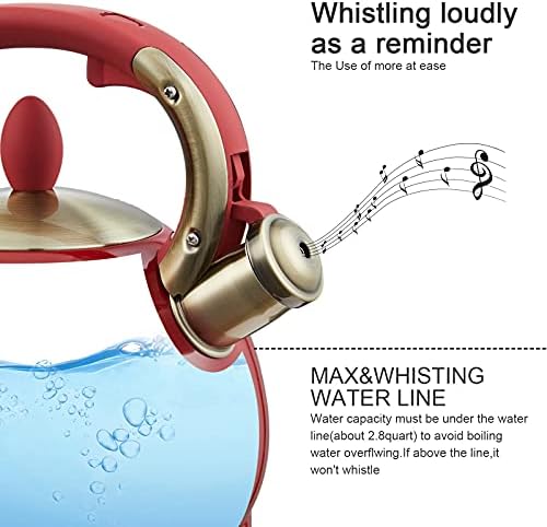 Tea Kettle -2.8 Quart Tea Kettles Stovetop Whistling Teapot Stainless Steel Tea Pots for Stove Top Whistle Tea Pot - Image 4