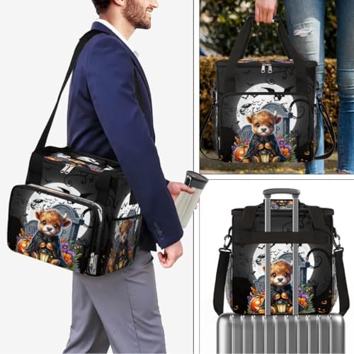 Halloween Mountain Cow Bat Moon Pumpkin Coffee Maker Carring Bag Travel Carrying Storage Tote Bag Compatible with Keurig K-Mini or K-Mini Plus Portable Single Serve Coffee Brewer Case with Pockets - Image 7