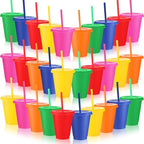 Sieral 30 Pack Reusable Plastic Cups with Lids Straws,Vibrant Colors by Sieral