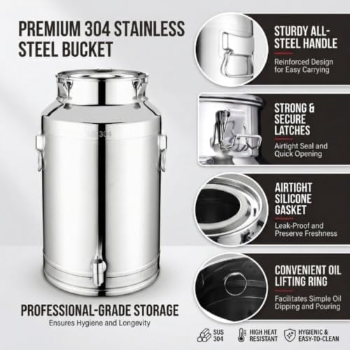 304 Stainless Steel Milk Can, 5-125L Beverage Dispenser Bucket with Spigot - Image 5