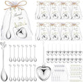 50 Sets Bridal Shower Tea Party Favor for Guests Leaf Tea Spoon Heart Tea Infuser for Loose Leaf Tea Steeper with Thank You Card Organza Bags for Wedding Decoration Gift Souvenirs (50, Silver) by wxfdac